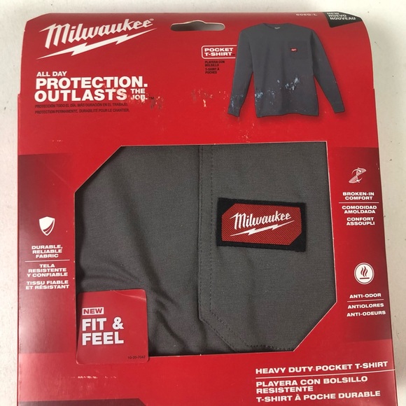 Milwaukee Heavy Duty Long Sleeve T-shirt w Pocket Moisture Wicking New NIB - Picture 1 of 7
